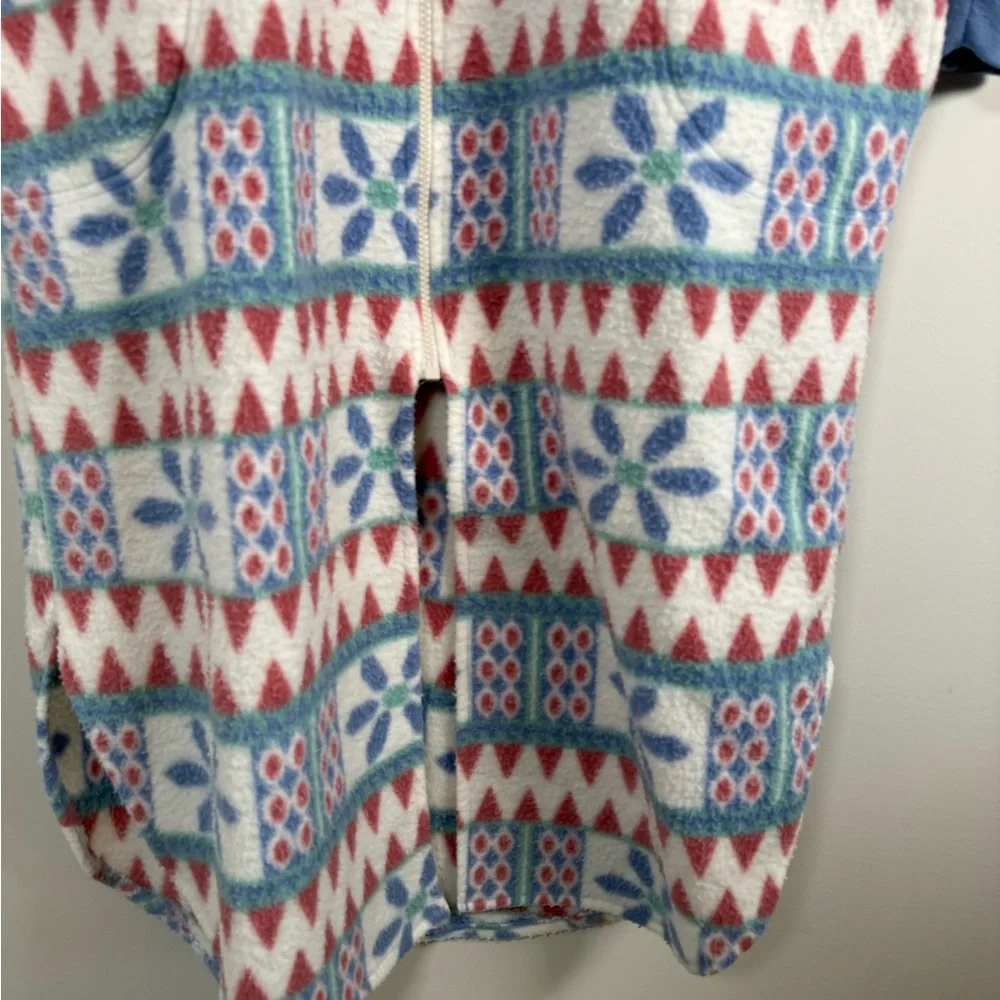 Leisure Wear Vintage VTG‎ Fleece Granny Cottage Core Zip Up House Dress Medium